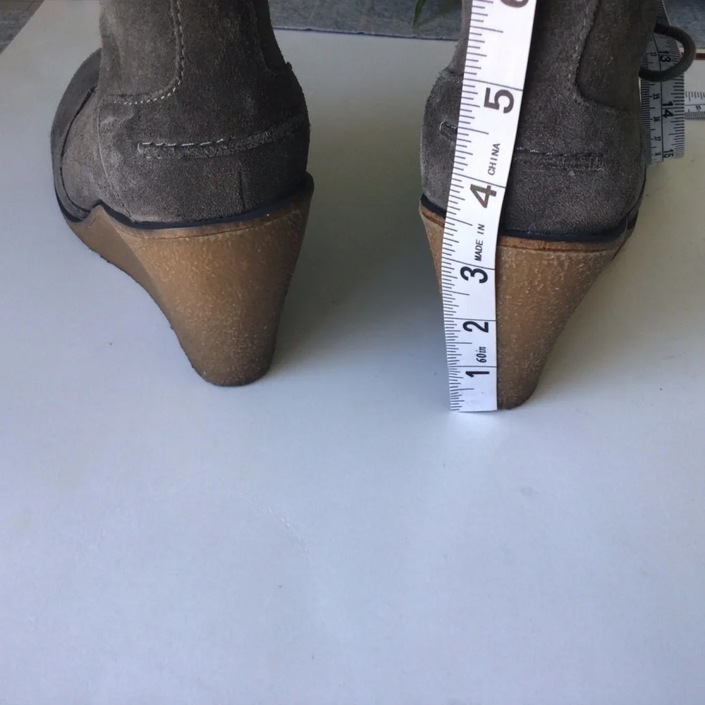 Lacoste Gray Suede Ankle Booties